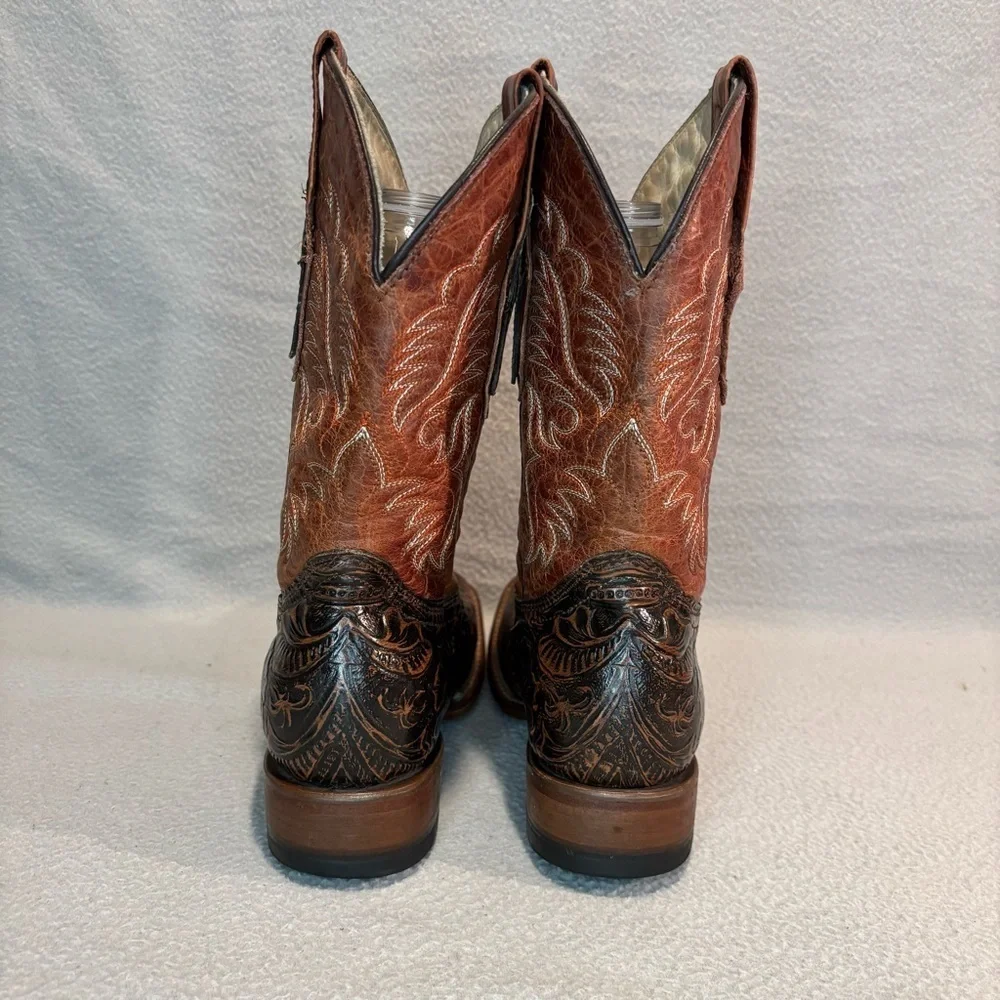 Kids Western Embroidered Boots - Brown and Black